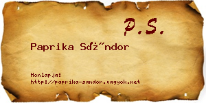 Paprika Sándor névjegykártya